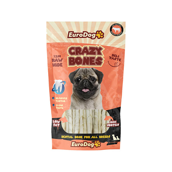 EuroGold Dog Snack Love Crazy Bone Sütlü Burgu Çubuk 20 Li