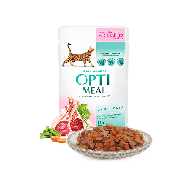 Optimeal Kuzu Etli Sebzeli Jöle Yaş Kedi Maması 85 Gr