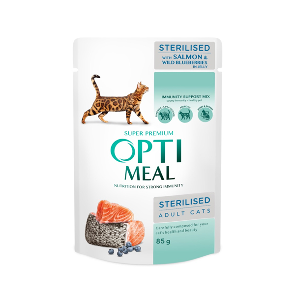 Optimeal Somon Yaban Mersin Jöle Yaş Kısır Kedi Maması 85 Gr