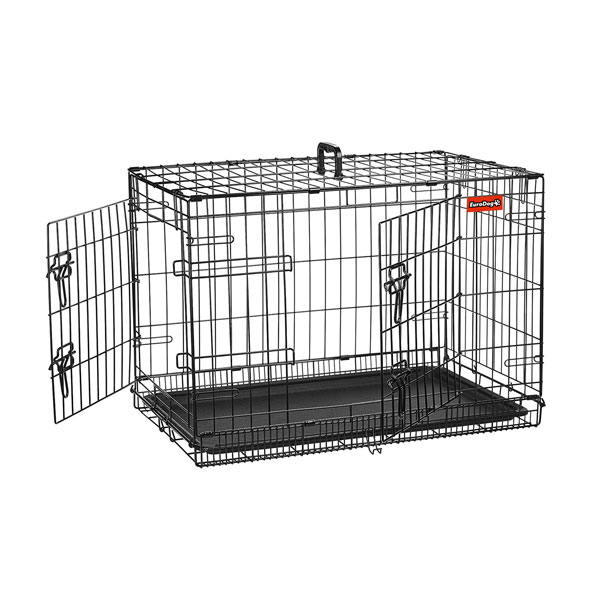 EuroDog Metal Köpek Kafesi Çift Kapılı 91x61x66 cm