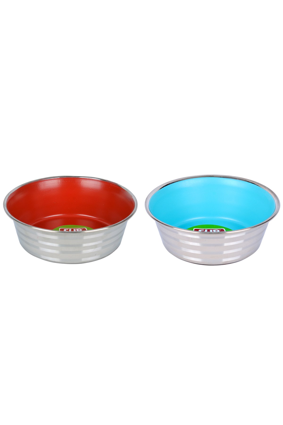 Kedi Mama Kabı Şeritli Çelik 0,71 lt 24 Oz. KE-3204S