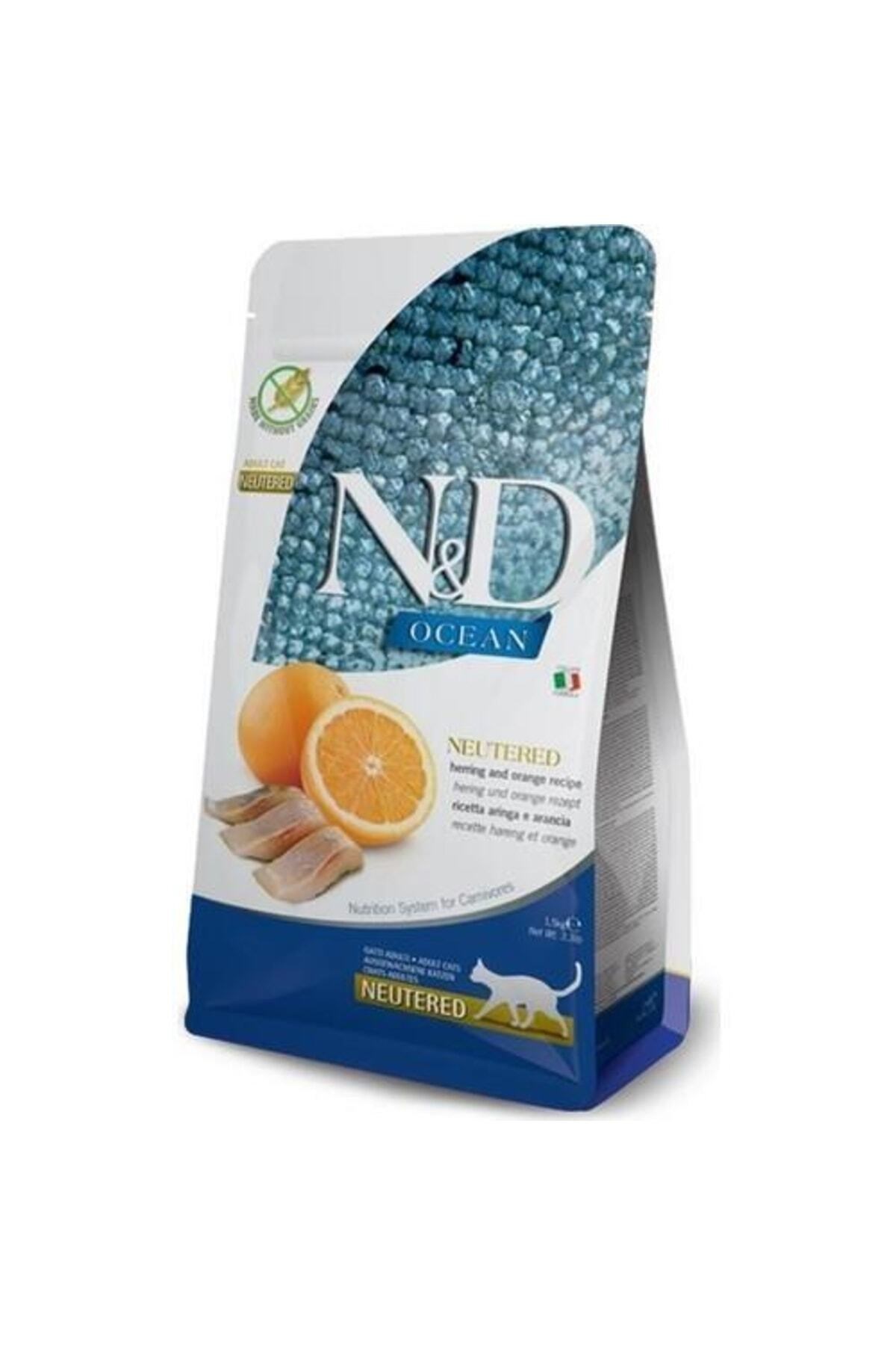 ND Ocean Tahılsız Ringa Balığı & Portakal Kısırlaştırılmış Yetişkin Kedi Maması 1,5 Kg
