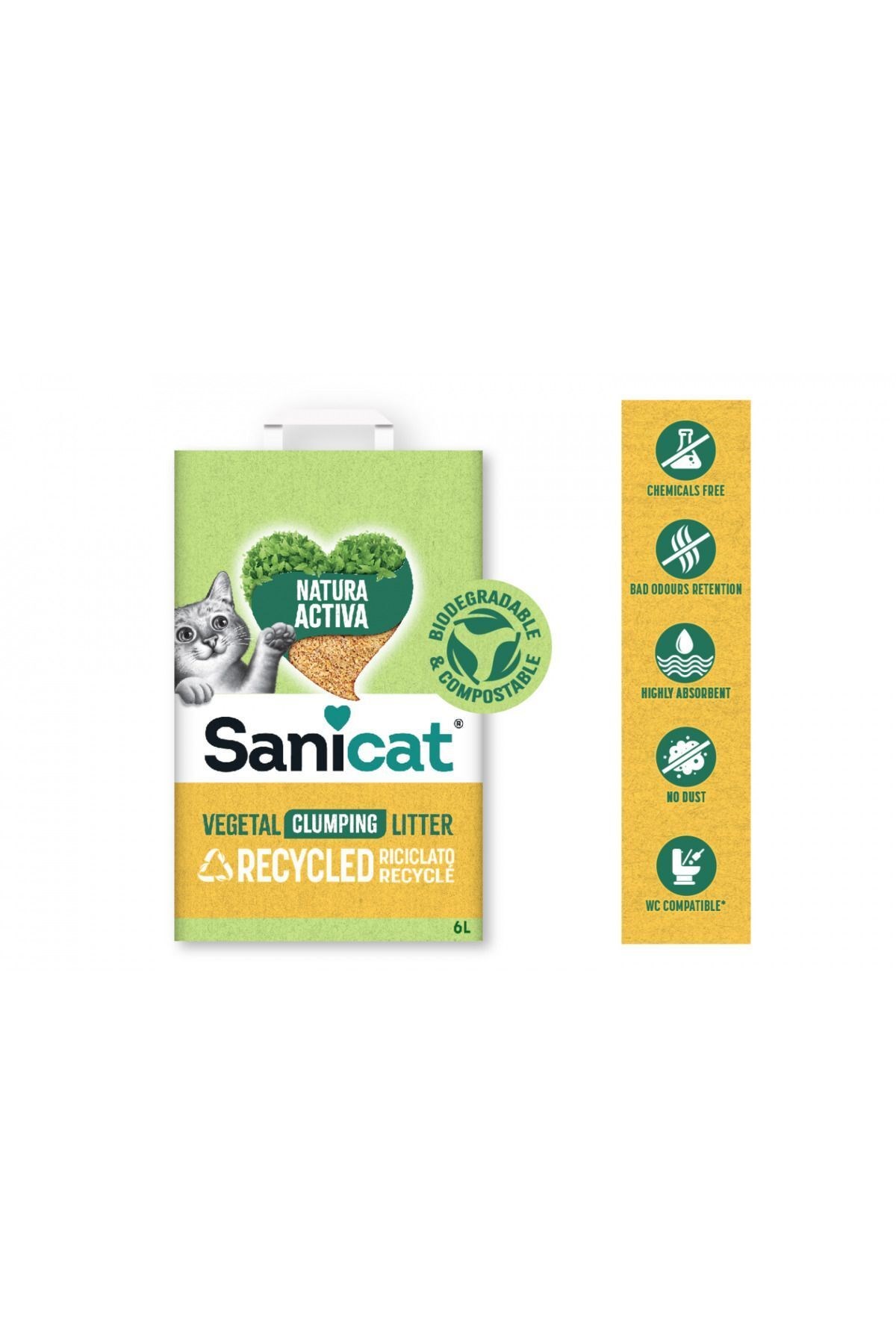 Natura Activa Vegetal Litters 10 Litre Geri Dönüştürülmüş Bitkisel Topaklanan Kedi Kumu