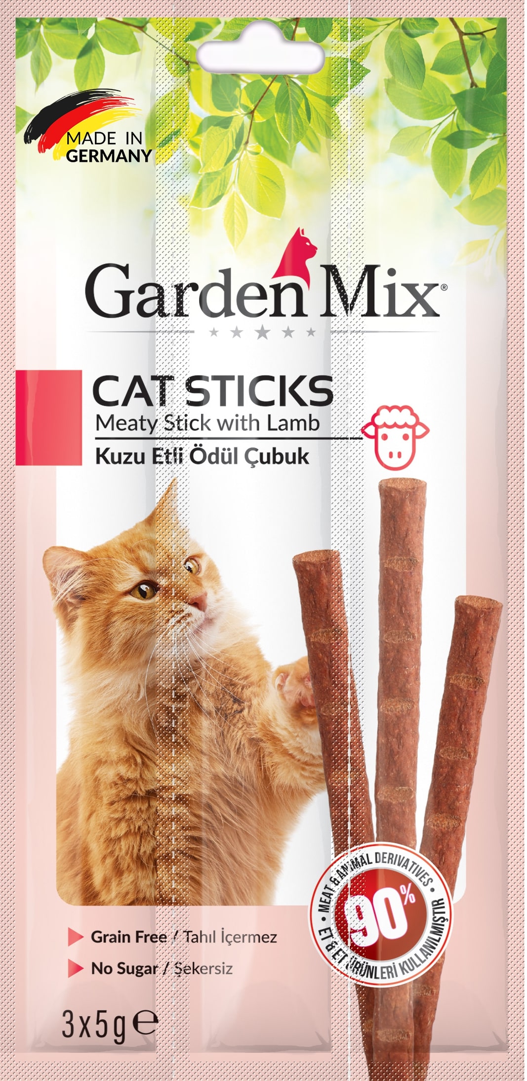 Gardenmix Kuzu Etli Kedi Stick Ödül 3*5g 50‘li