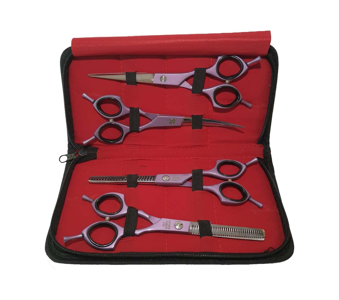 Sgroom 4 Lü Çantalı Makas Set  7" Mor