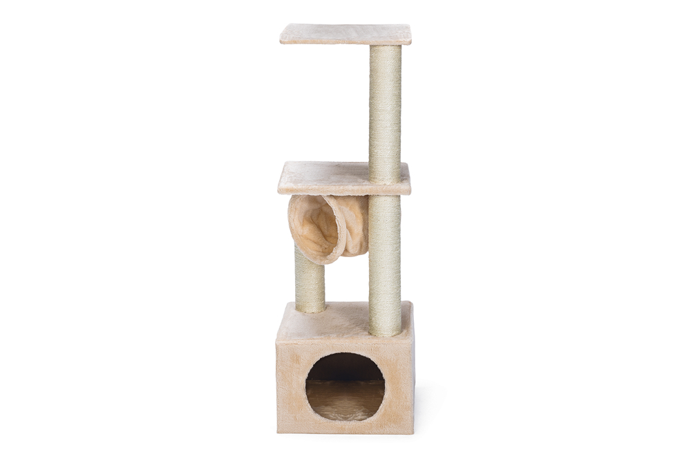 Karlıe Tırmalama Ağacı Bej Kedi Evi (35x35x103)