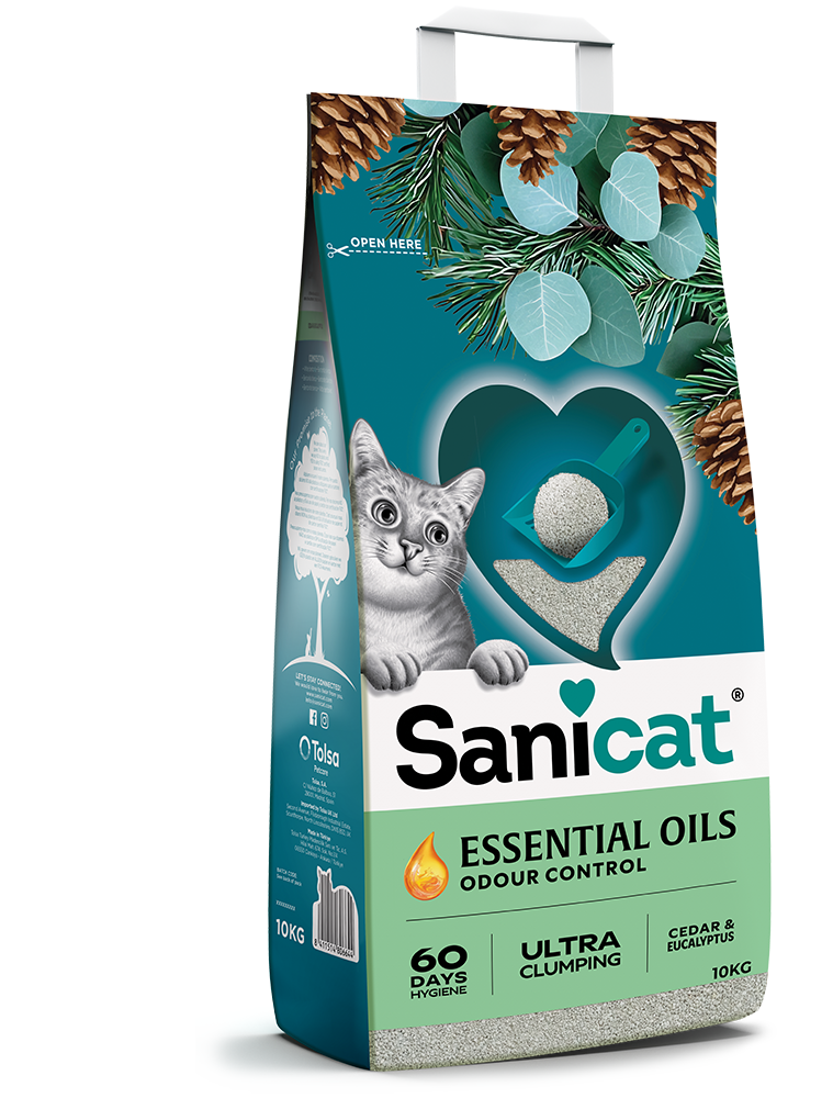 Sanicat Essential Oils Sedir Ve Okaliptus Kokulu Kedi Kumu 10 Kg