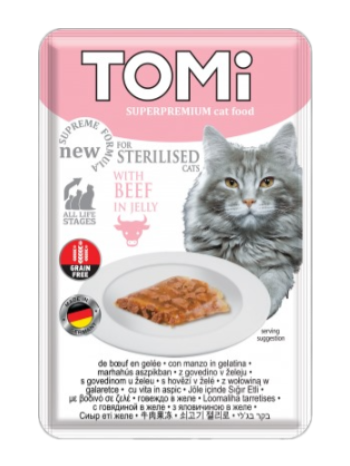 Tomi Kedi Kısırlaştırılmış Dana Tahılsız Pouch 85g Mama