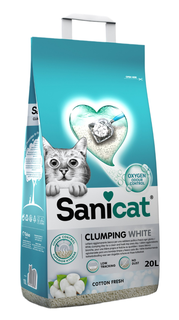 Sanicat Clumping White Koton Ferahlığı Kedi Kumu 20l