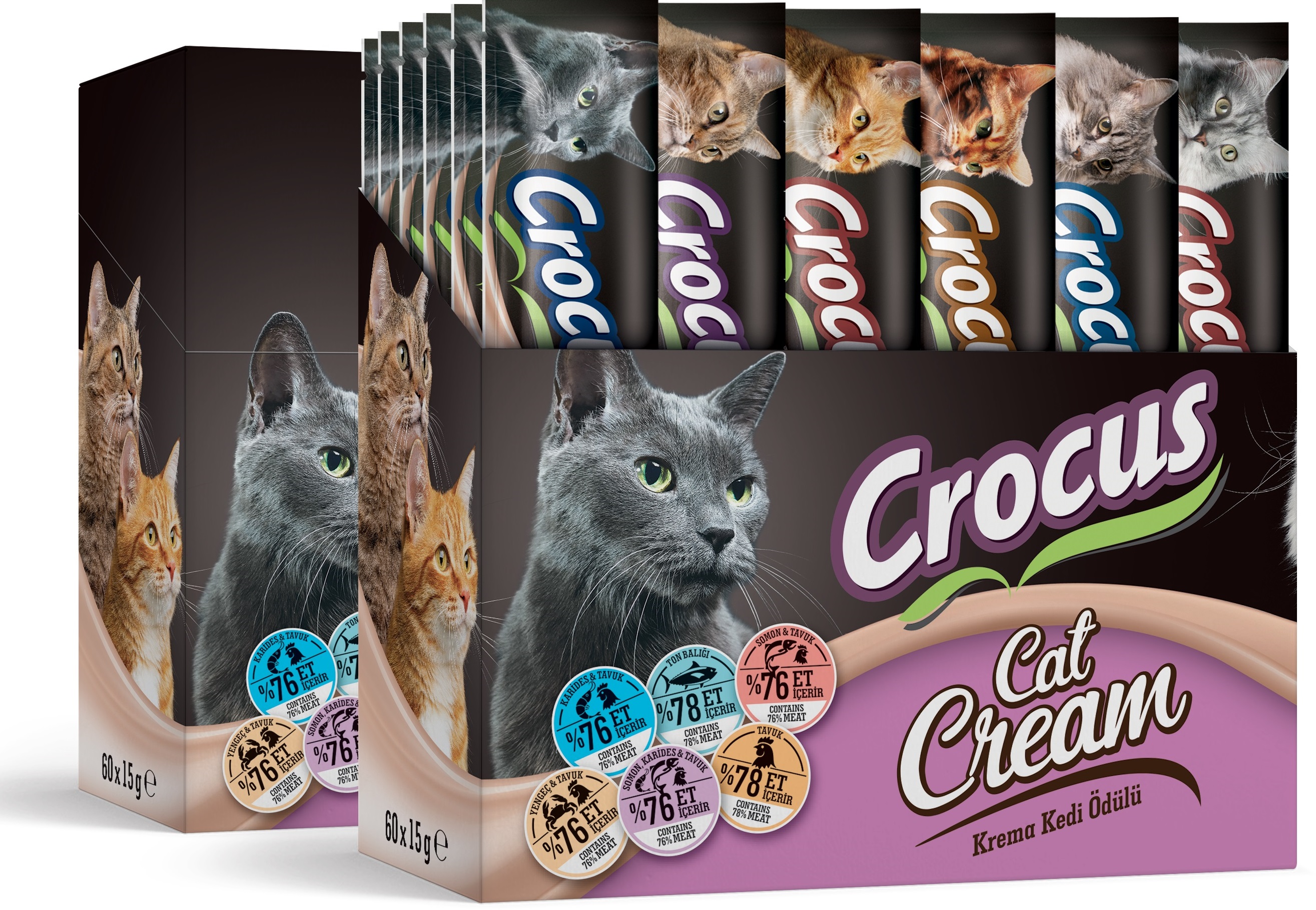 Crocus Multıpack60 6 Çeşit Krema Kedi Ödülü 900gr 60x15gr)