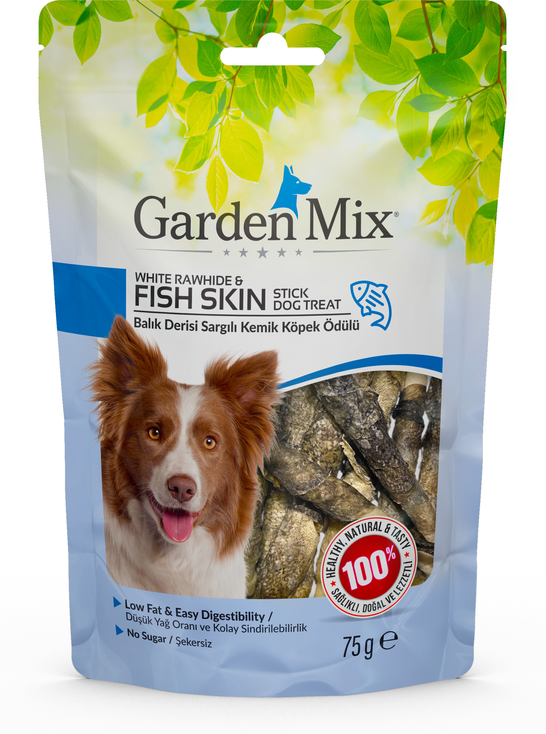 Garden Mix Balık Derisi Sargılı Kemik Köpek Ödülü 75 Gr